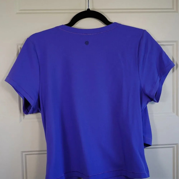 Athleta Transcend Wrap Top Amphitrite Blue Crop Fitted Yoga Pilates Gym XL - Picture 4 of 5